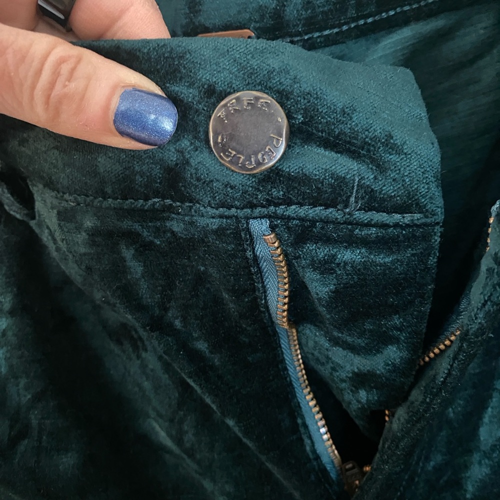 Free People Dark Green Velvet Pants - Picture 4 of 10